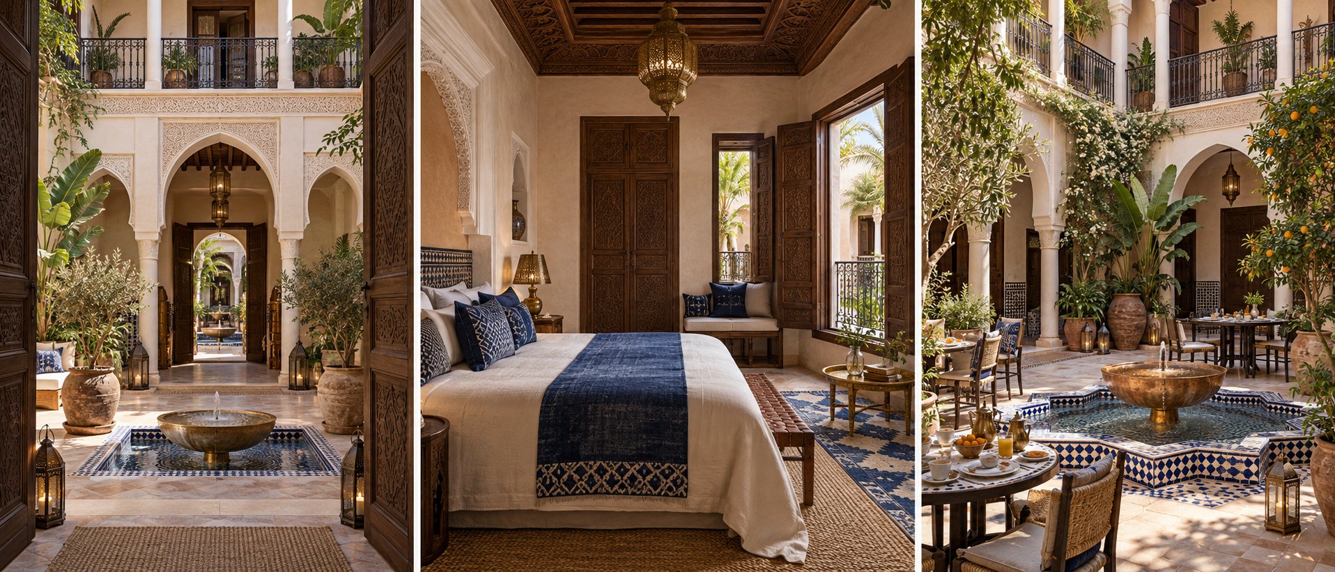 Illustration conceptuelle générée par IA : ambiance du Riad Maison d’hôtes