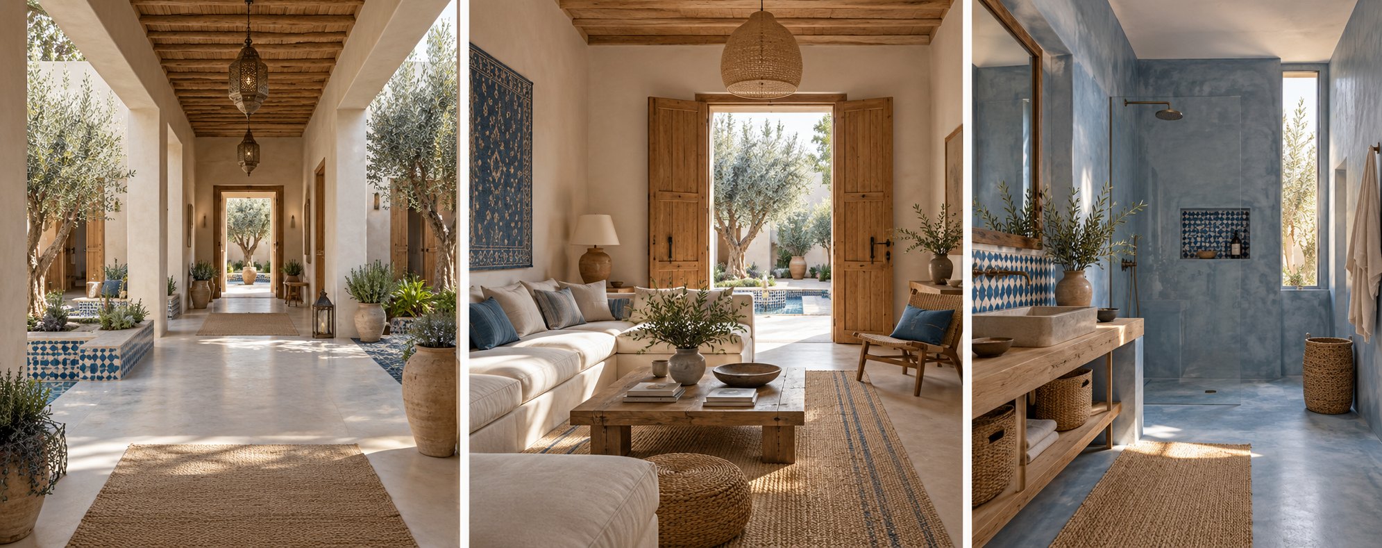 Illustration conceptuelle générée par IA : ambiance du Riad Vie de plain-pied
