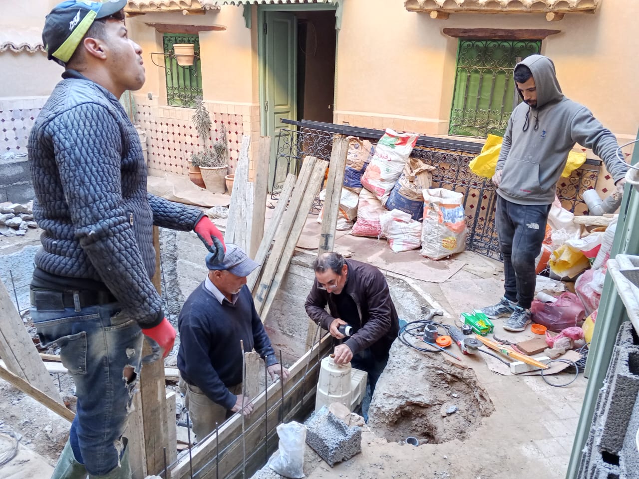 Travaux de structure dans un riad traditionnel à Taroudant